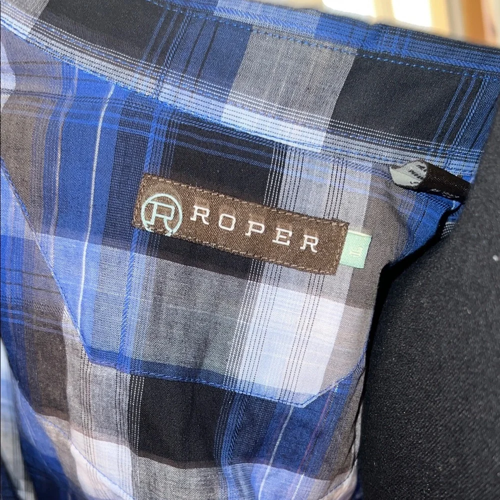 Blue Plaid pearl snap - Picture 4 of 4